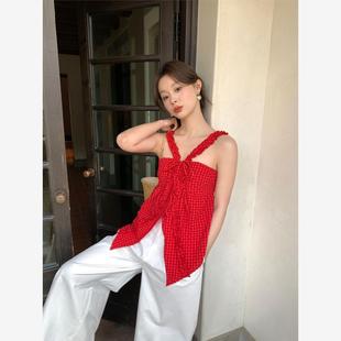 诠释美 NEWOPEN 2024夏季纯欲辣妹肌理感显瘦外穿吊带上衣女S0678