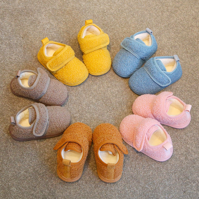宝宝拖鞋男女宝冬儿童棉鞋包跟学步鞋加绒保暖防滑居家室内不掉跟