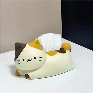 创意猫咪纸巾盒陶瓷卫生纸盒客厅可爱纸巾收纳盒桌面摆件2025新款