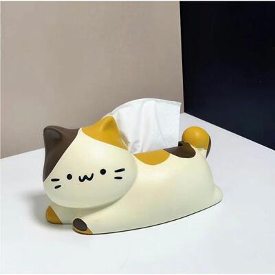 创意猫咪纸巾盒陶瓷卫生纸盒客厅