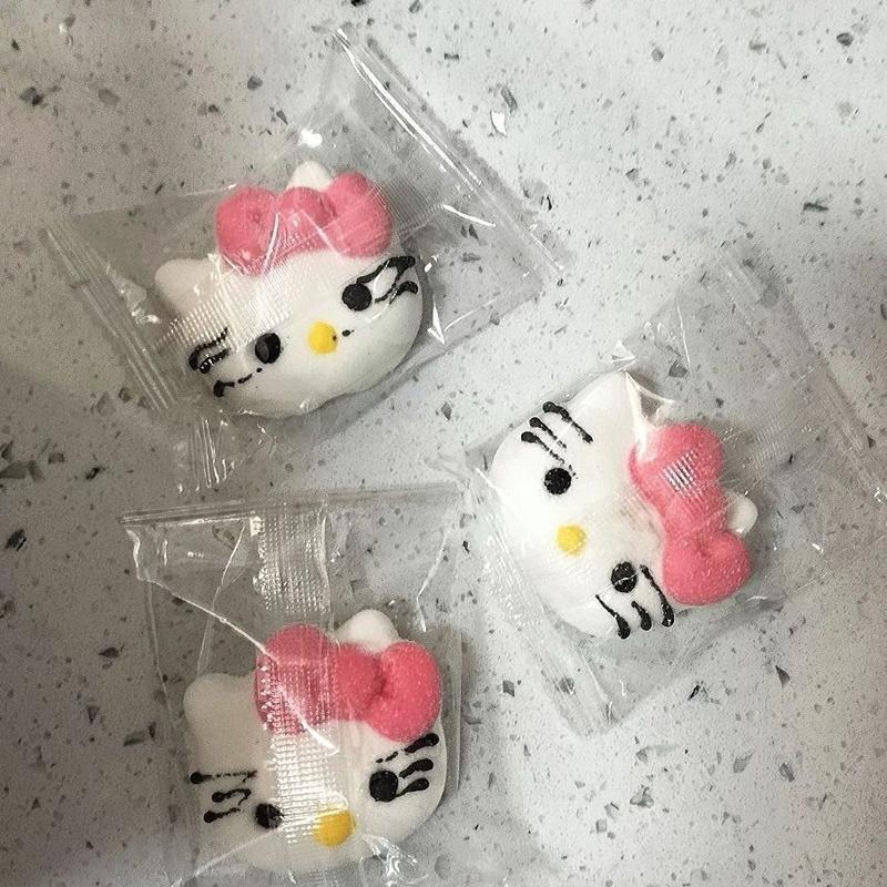 爆款凯蒂猫棉花糖烘焙蛋糕装饰咖啡奶茶伴侣猫头糖果零食
