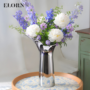 Elorn伊莱恩BLOOM花朵花瓶北欧简约餐桌插花摆件轻奢不锈钢花瓶
