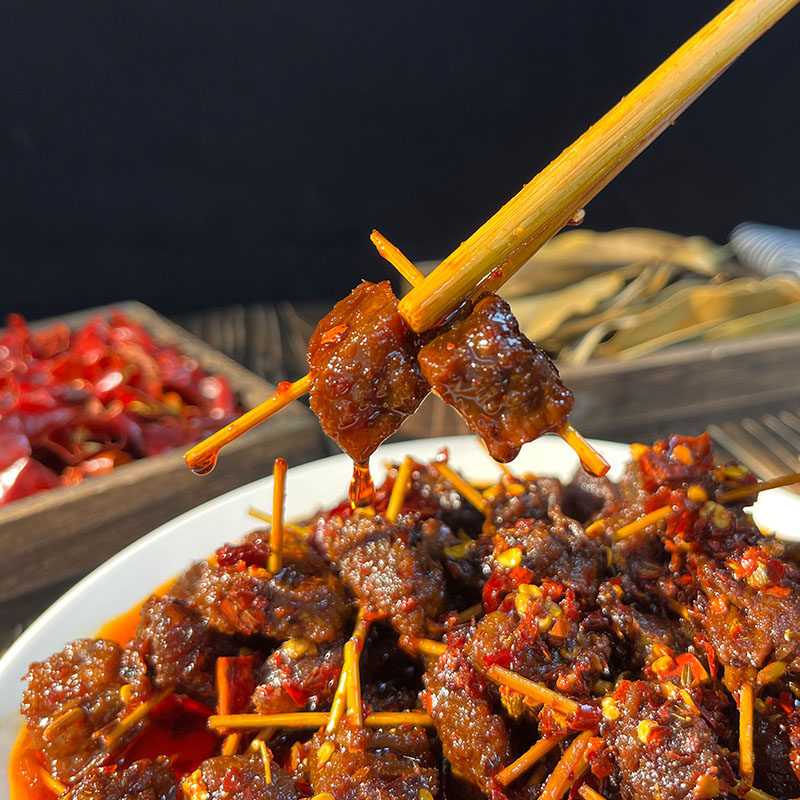 手工现做【牙签牛肉】湖南特产麻辣零食香辣特色小吃黄牛肉熟食卤