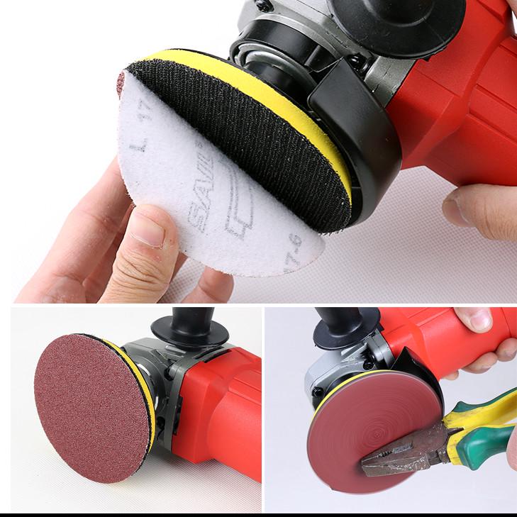 5寸圆盘砂纸背绒片4寸拉绒砂纸红砂圆形气磨片植绒打磨片木工油