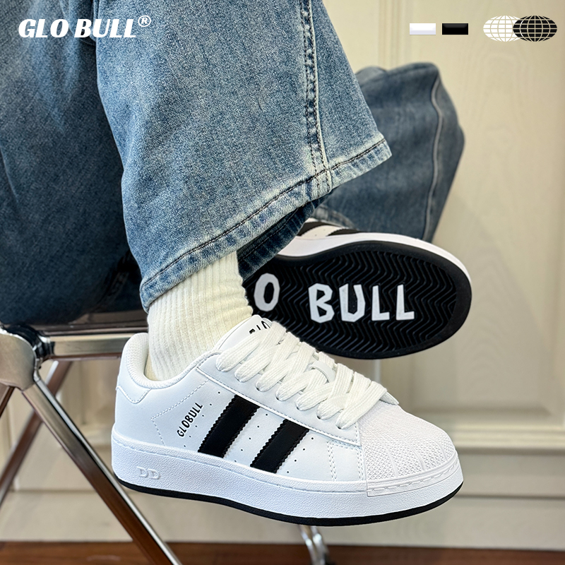 GLO BULL2025情侣款贝壳头小白鞋厚底休闲鞋运动板鞋男女款百搭鞋