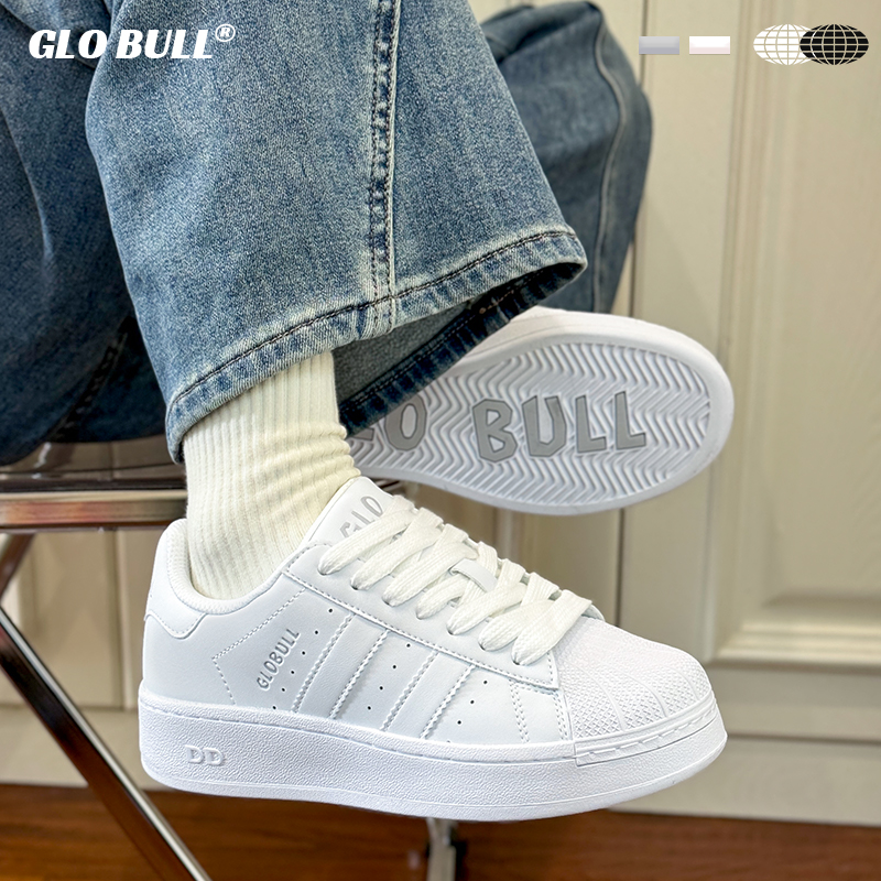 GLO BULL小白鞋女款2025新款贝壳鞋休闲鞋厚底板鞋小众潮鞋女鞋子