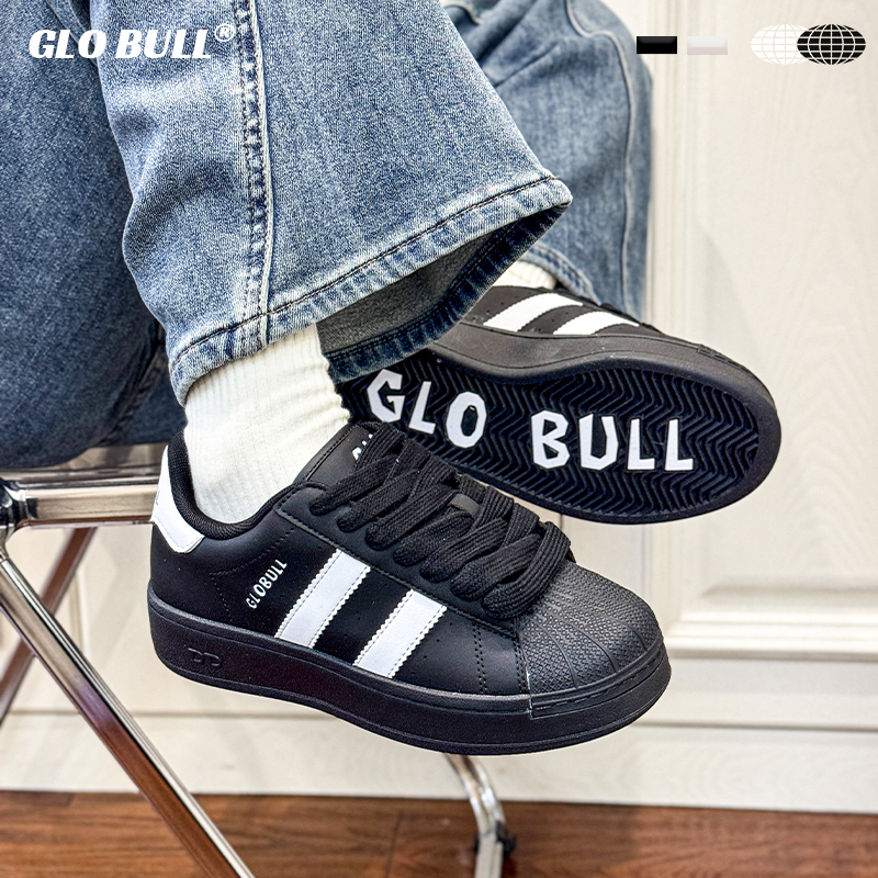 GLO BULL百搭黑色贝壳头鞋男女同款2025春夏新款休闲运动潮流板鞋