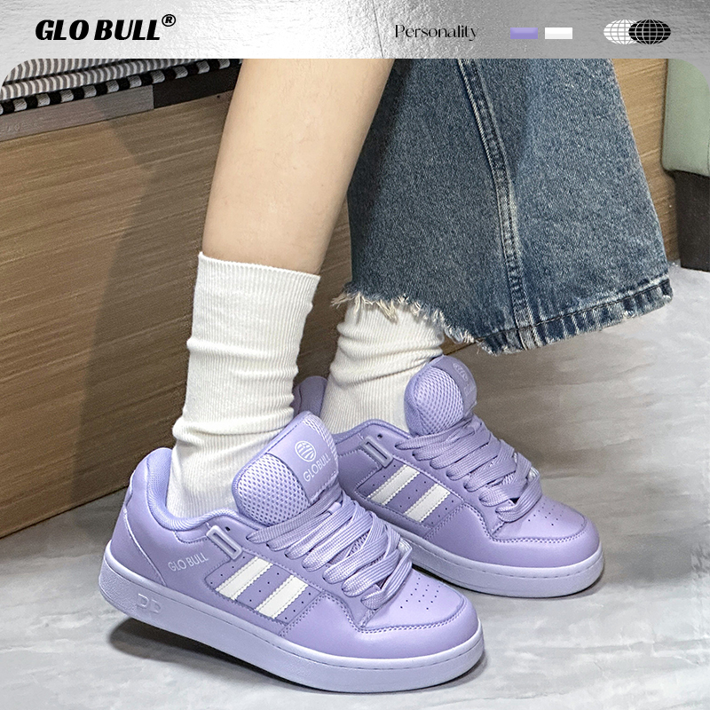 GLO BULL紫色面包鞋2025春秋新款百搭休闲厚底增高透气运动板鞋女