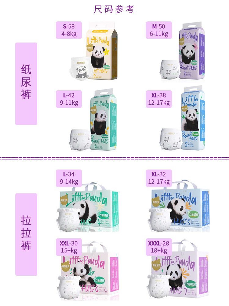 beaba碧芭宝贝panda熊猫胖达婴儿拉拉裤宝宝尿不湿纸尿裤-整箱装