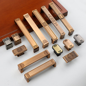 新中式 古铜柜门拉手仿古橱柜衣柜抽屉青古铜小拉手咖啡色雕花拉手