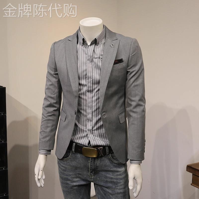 商务休闲正装西服男士春秋高级感简约韩版修身上衣轻奢小西装外套