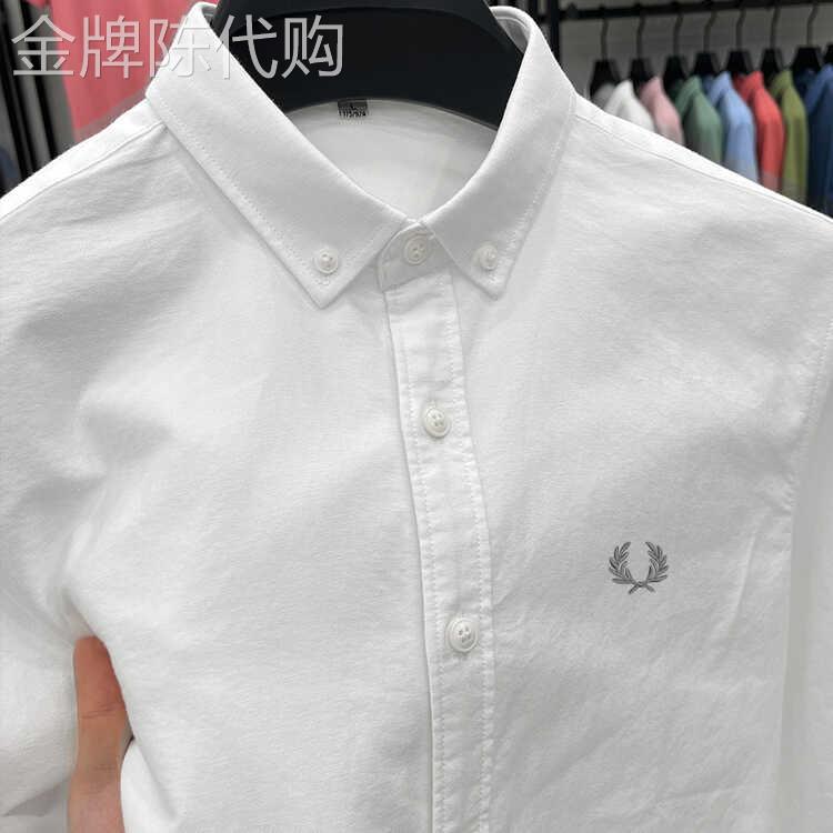 2025春秋款高档长袖衬衫男士100%纯棉中青年休闲商务百搭白色衬衣