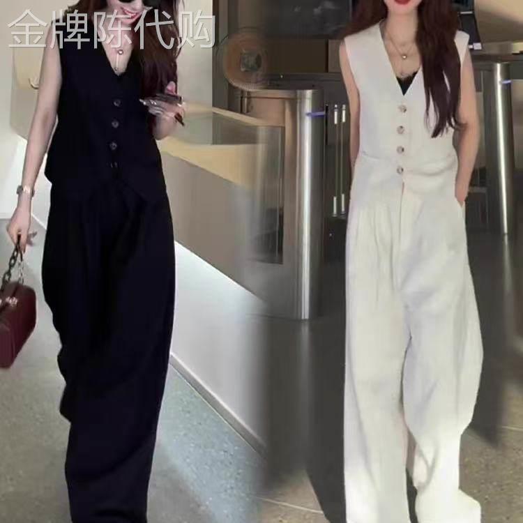 专柜正品2026年夏新款搭配一整套女士时尚马甲休闲宽裤两件式套装