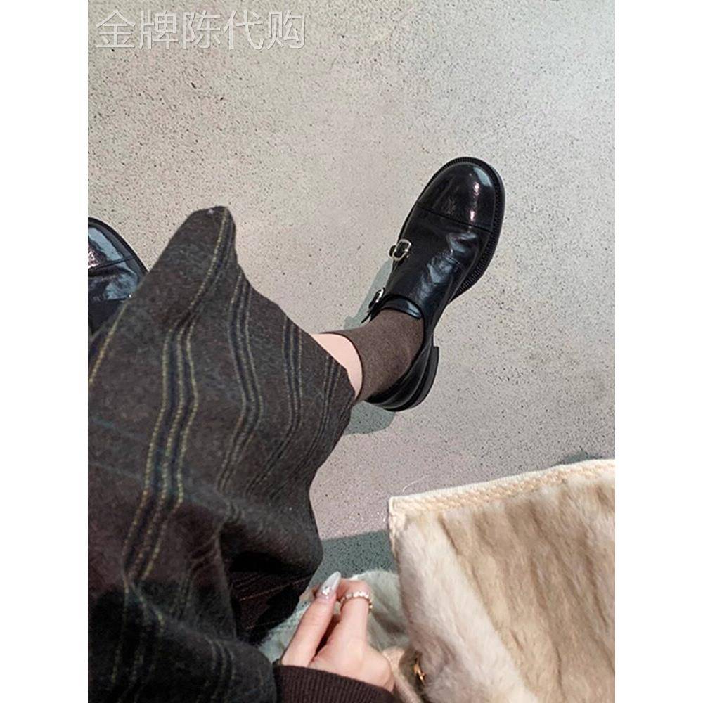 香港马皮女士小皮鞋英伦风格2025春季新款百搭平底便鞋真皮牛津鞋