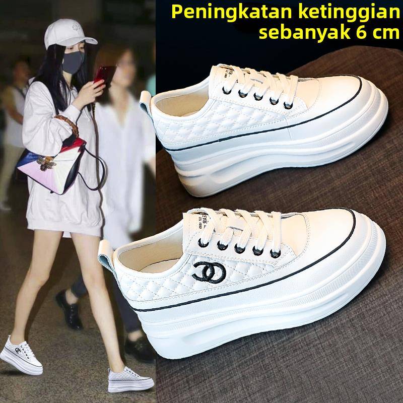 明星爆款小白鞋内6cm厚底休闲板鞋女真皮黑色单鞋轻便旅游运动鞋