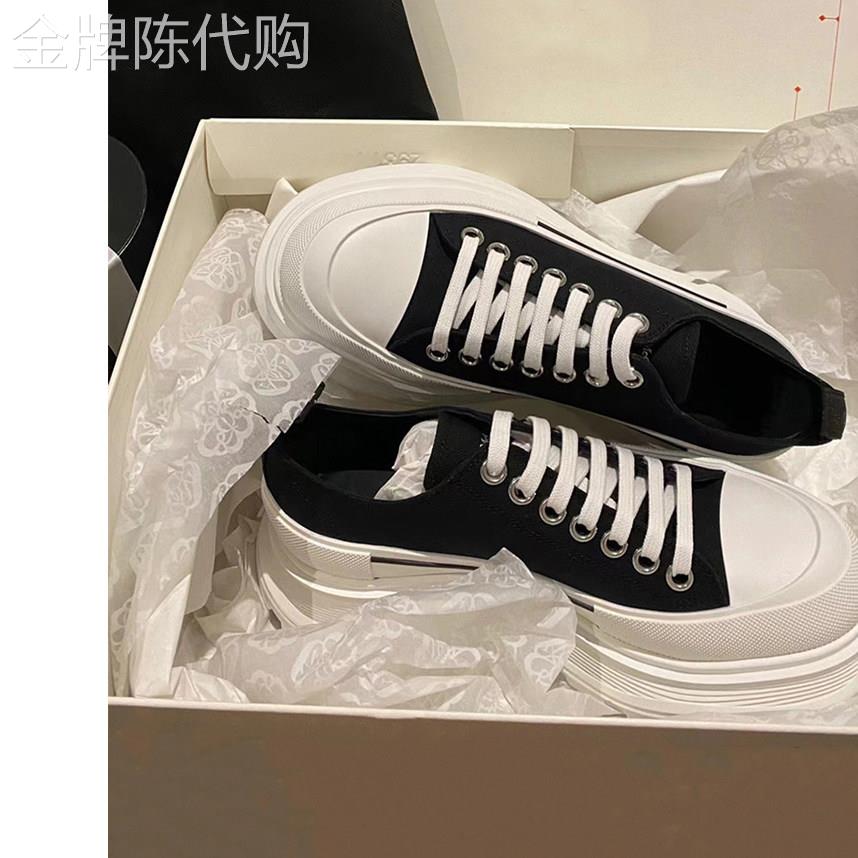 【高品质】透气帆布鞋厚底增高2026年男女款松糕休闲板鞋小白鞋潮