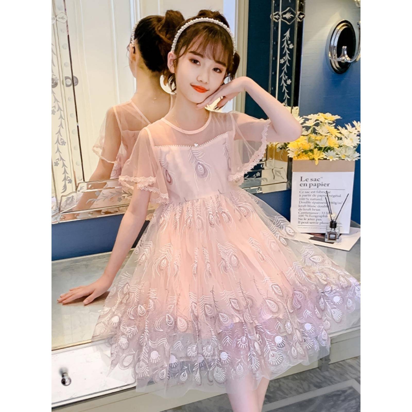 DHWA女童连衣裙2025年新款洋气夏季时尚韩版儿童爆款公主裙