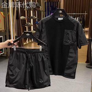 MK冰丝运动套装男夏季薄款速干透气短袖t恤休闲短裤男士两件套