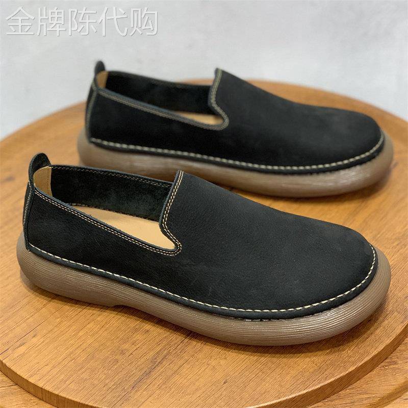 高端男士头层牛皮乐福鞋男大头一脚蹬防水真皮2026新款软皮懒人鞋