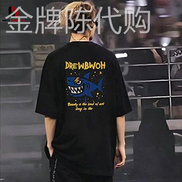 香港潮牌王嘉尔同款美式短袖T恤男夏季新款复古纯棉宽松潮流半袖