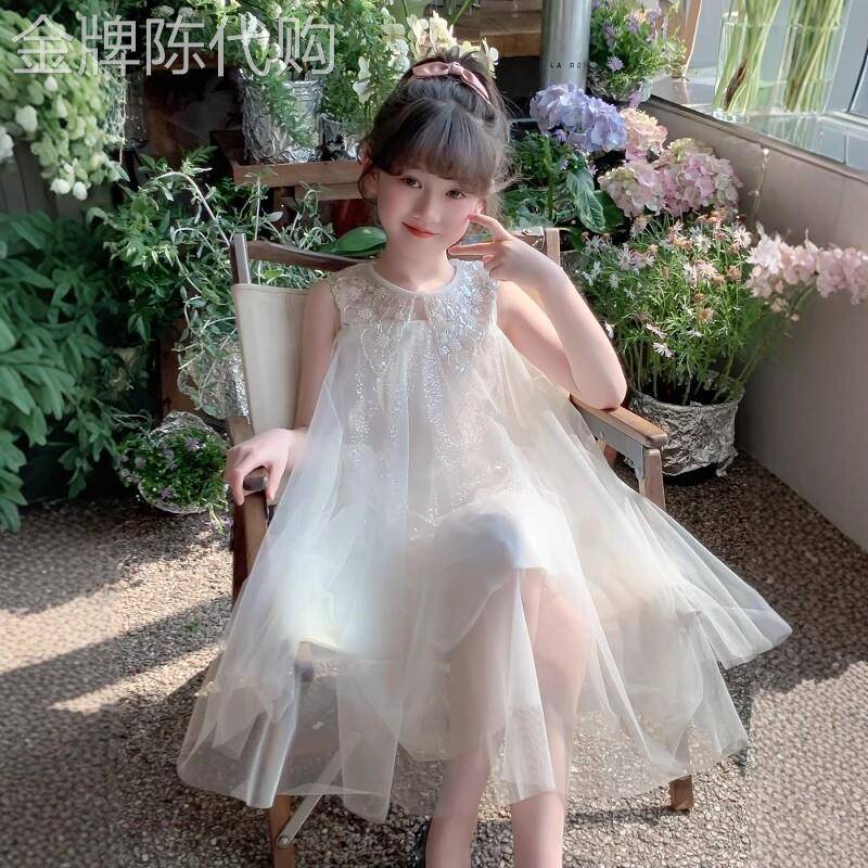 法国BADNUT女童连衣裙夏季2026新款儿童时髦纱裙中大童公主裙