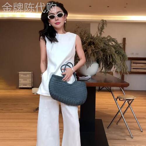 法式简约气质白色上衣女2025年夏季新款休闲松弛高级洋气无袖套装