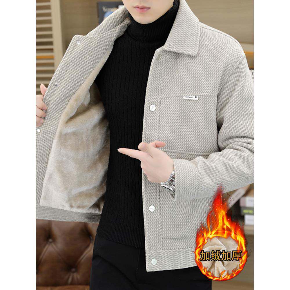 TWG男士冬季金貂绒夹克加绒加厚男装韩版修身高端轻熟风毛呢外套