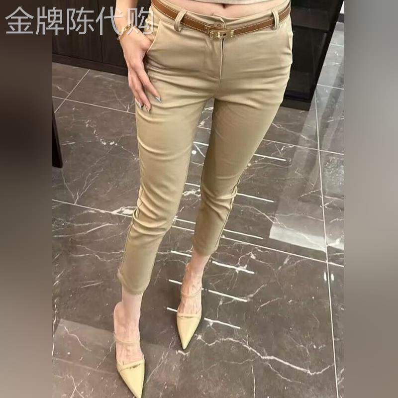 潮牌直筒休闲西裤女2026年夏季新款修身弹力显瘦高腰裤九分烟管裤