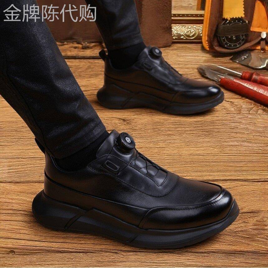 『时尚不过时』~新品宝藏款~头层牛皮旋转扣轻便厚底通勤运动皮鞋