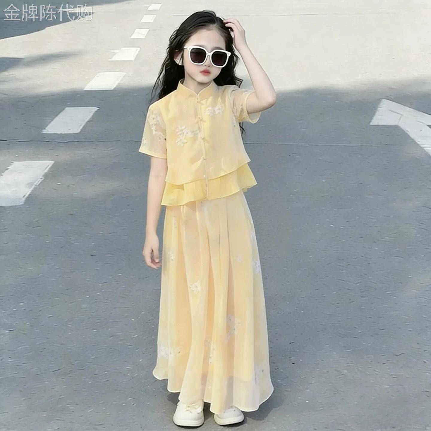 法国Uamtor女童国风套装夏季2026新款洋气汉服女孩夏装新中式唐装