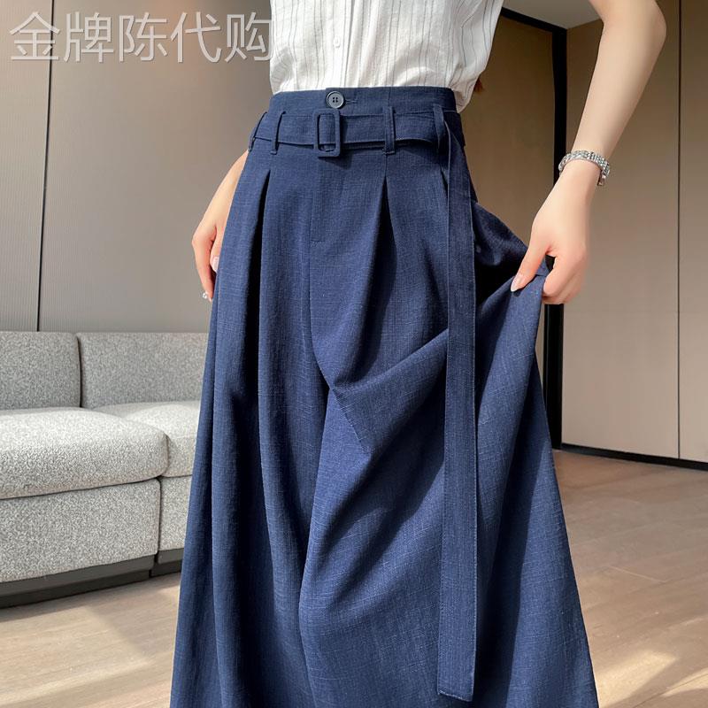 天丝亚麻阔腿西装裤女2026年夏季新款高腰垂感宽松显瘦拖地休闲裤