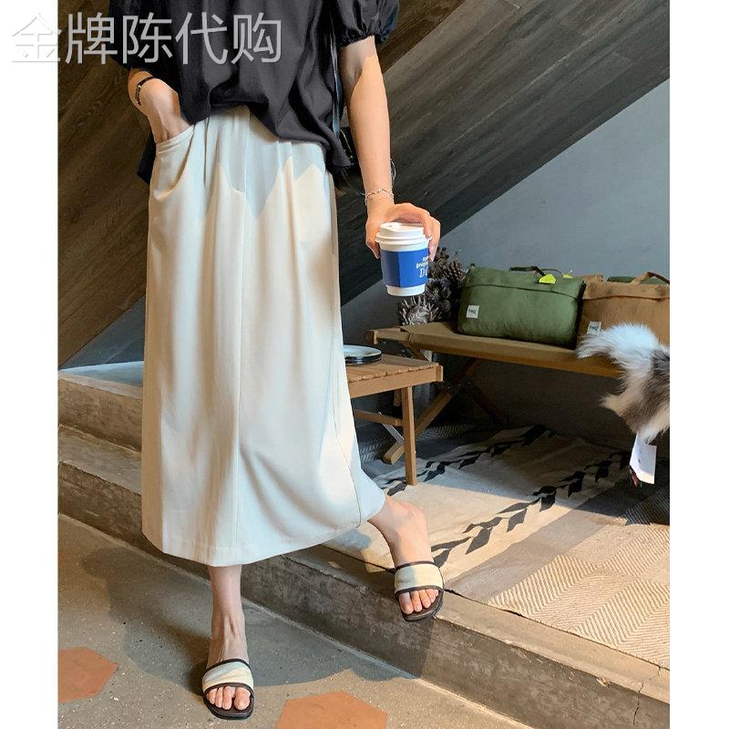 西装半身裙女夏季新款设计感高腰显瘦中长款大码薄款垂感直筒长裙