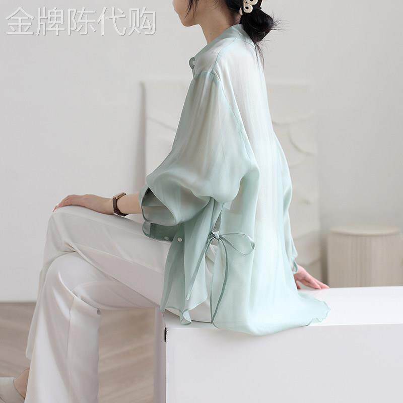 天丝雪纺防晒衬衫女夏季2026新款吊带外搭空调衫薄款外套披肩罩衫