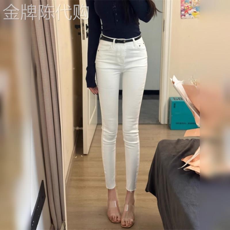 潮牌高腰牛仔裤女2026秋季长裤紧身显瘦新款九分小脚铅笔加长裤子