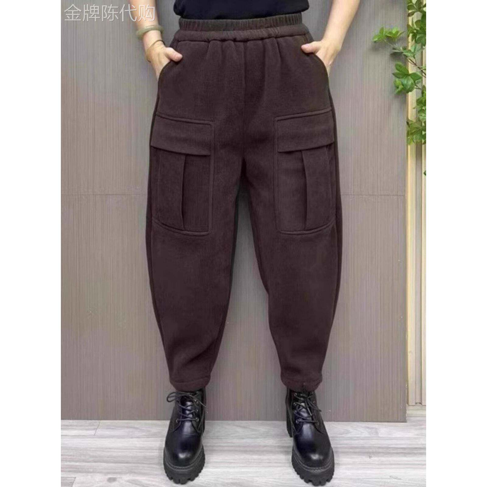 哈伦裤女秋冬加绒加厚2025新款高腰宽松大码显瘦小个子休闲萝卜裤