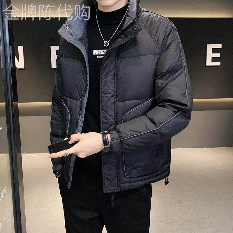 潮牌轻薄羽绒服男士新款帅气冬季短款加厚外套男装立领保暖衣服潮