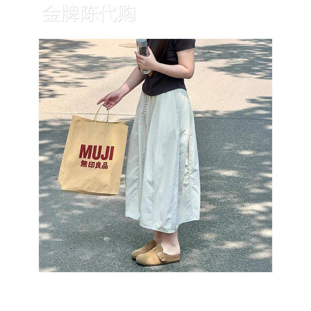 工装半身裙女春秋薄款2025新款高腰a字大码胖mm显瘦小个子花苞裙