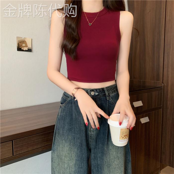 2025夏季新款网红内搭无袖t恤修身显瘦短款吊带小背心外穿上衣ins