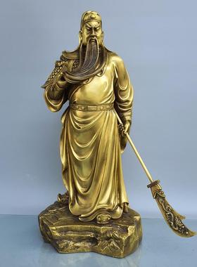 横刀关公铜像摆件大号招财家居