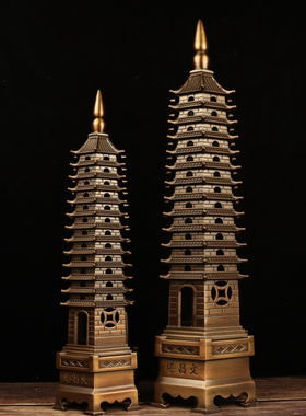黄铜中式铜十三层文昌塔桌面摆件