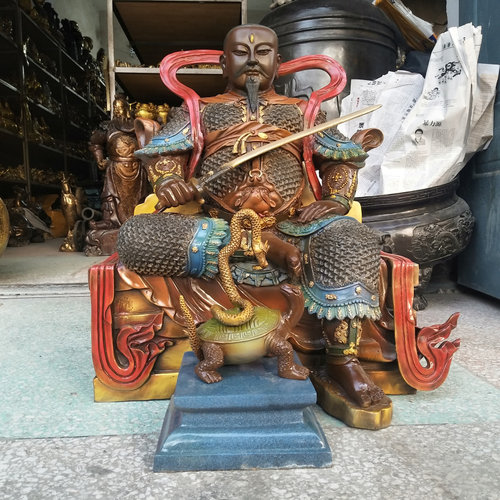玄天上帝真武祖师爷黄铜家居摆件