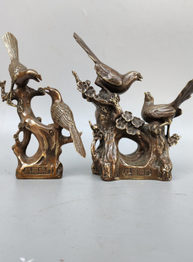 黄铜客厅喜鹊双喜临门铜鸟摆件