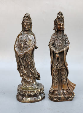 黄铜家居自在观音菩萨站像摆件