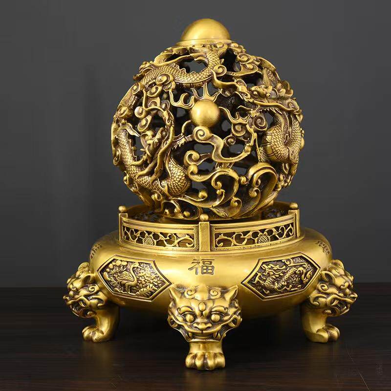 铜转运球摆件时来运转九龙戏珠福字兽头鼎办公室门厅招财桌面礼品