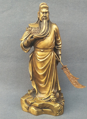 关公关二爷黄铜招财仿古门厅摆件