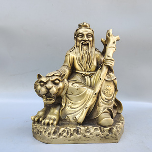 山神爷铜像摆件大号铜骑虎山神城隍爷坐像是佛堂工艺品家居中式