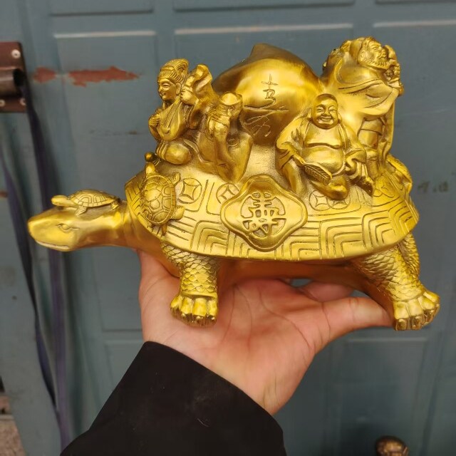 铜龟摆件纯铜八仙过海寿桃乌龟长寿风水工艺品家居招财装饰中式