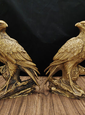 黄铜招财现代书房老鹰一对铜鹰