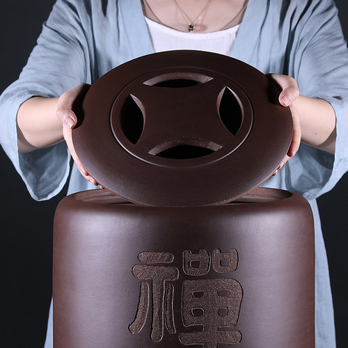 宜兴紫砂茶叶罐大号家用普洱密封罐紫泥茶M缸存储散茶罐茶具茶盒