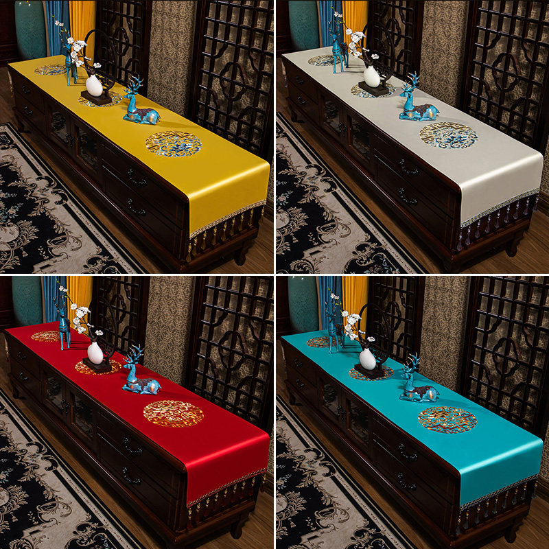 中式电视柜盖布防尘台布艺桌旗长方形家J用餐桌垫防水防油茶几桌,居家布艺,桌布,淘宝优惠券,粉丝福利购,淘宝优惠卷